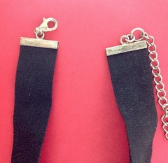 Vintage Sterlling Silver 925 Choker Collar Black Lace Velvet Necklace Pendant