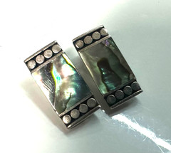 Abalone Shell Clip On Earrings Southwestern Vintage 925 Sterling Silver #6