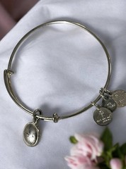 Alex and ANI October Rose Crystal Birthstone Silver Tone ADJ Bangle 7” Bracelet