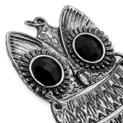 Large 3.5″ Black Eyes Owl Necklace Pendant Boho Granny Dangle Grandmacore Boujee