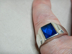VINTAGE STERLING SILVER BLUE STONE STATEMENT RING 4158