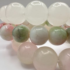 Vintage 80s Beaded Bracelet Set Rose Quartz Prehnite Stretch Womens Jewelry Y2K