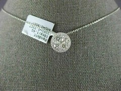 ESTATE LARGE 1.03CT DIAMOND 18KT WHITE GOLD ROUND CLUSTER HALO FLOATING PENDANT