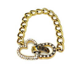 Vintage Juicy Couture Bracelet Gold Tone Link Rhinestone Heart Size 7 READ