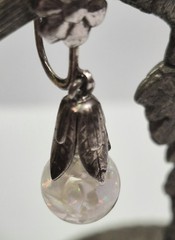 Vintage Sterling Silver Floating Opal Chip Earrings Signed Opalite Dangle Bridal