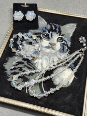 Vintage 40s 50s LAGUNA Signed Aurora Borealis 3 Pc Demi Parure SET AB Crystals