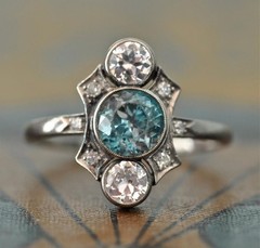 2.30 Ct Aquamarine Art Deco Antique Vintage Engagement Ring 925 Sterling Silver