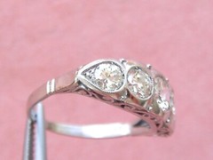 ANTIQUE ART DECO 1.35 ctw OLD DIAMOND PLATINUM 5-STONE COCKTAIL RING 1930 sz 5.5