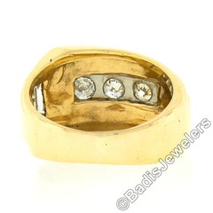 Unisex Vintage 14k TT Gold 0.66ctw European & Baguette Diamond Buckle Band Ring