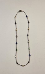 Vintage Liquid Sterling Silver Cats Eyes Choker Necklace 15.5″