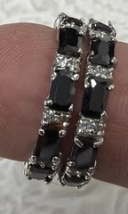 Vintage Black Onyx & Clear Round Brilliant CZ’s Eternity Band Ring Size 8.5
