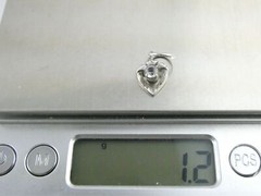 Vintage Opalite Brand Sterling Silver Paste Glass Gem Heart Pendant 1.2g .75 In