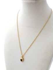 Vintage Faux Jade And Crystal Gold Tone Necklace 18 In. In Black Velvet Gift Box