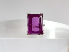 Faux Amethyst Stone Sterling Silver XL Solitaire 925 Vintage Ring – sz 6.5