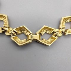 Brutalism Modern Brushed Gold Tone Chunky Funky Necklace 56″ Vintage Club 1950’s