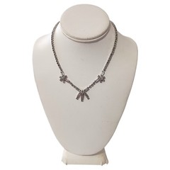 Vintage Baguette Rhinestone Statement Necklace Silver Tone Bridal Glam Hollywood