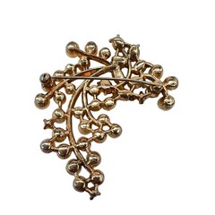Vintage Crown Trifari Brooch Rhinestone Faux Pearl Floral Spray Gold Trifarium 1