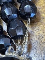 Vintage Black Faceted Glass Bead Necklace & Bracelet. MC. 150g