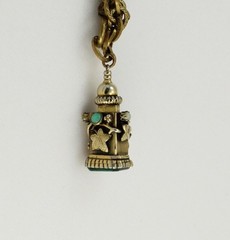 Revival Perfume Holder Green Intaglio Ornate Charm Bracelet; Charitable Donation