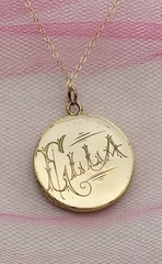BOW Vintage LOCKET Gold Filled Y GF Necklace Antique Pendant Thick Hand Engraved
