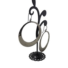 Vintage Silver Tone Hammered Ear Wire 1.78″ Diameter Hoop Earrings