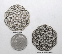 #0475 ANTIQUED GOLD OPEN FILIGREE W/TOP HANG RING – 2 Pc Lot