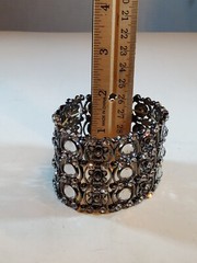 Vtg 60’s Rhinestone Crystal Stretch Cuff Bracelet 2″