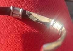 Vintage Leather and Wire Wrap 980 Sterling Silver Cuff Bracelet Mexico Unisex