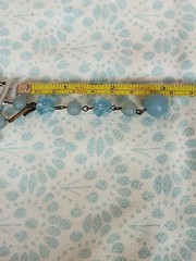 Vtg W Germany Light Blue AB Beads Triple Strand Necklace & Clip On Earring Set