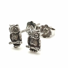 Vintage Sterling Silver Owl Bird Animal Stud Post Earrings Tested! .7g #90
