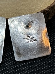 Ronnie Calabaza Sterling Silver, Turquoise & Coral Earrings Zuni NM Square NA