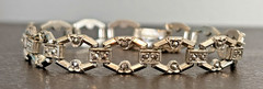 Marcasite Oval Link Sterling 7″ Bracelet Safety Chain 15 Grams Butterfly Clasp