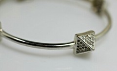 Noir DC comics Jewelry Pyramid Pave Crystal spike Bangle Bracelet silver tone
