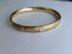 Coleman Co 1/20 14k Rose Gold Filled Bangle Flower Bracelet 7.5″
