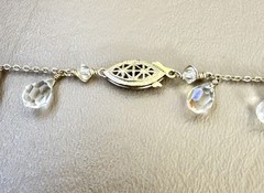 14kt Gold Filled Station Necklace AB Iridescent Crystal Glass Dangle Beads 32in