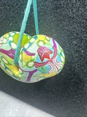 Vintage Billie Beads Hand Crafted Polymer Clay Heart Love Pendant on Silk Cord
