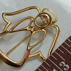 AAI Gold Plated Angel Brooch Vintage Pin Signed