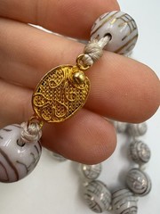 Vintage Necklace Chinese Export White Round Beads Box Clasp 12mm