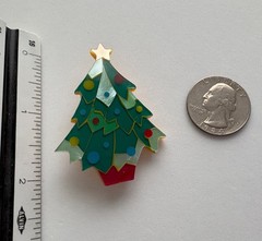 VINTAGE CHRISTMAS TREE PIN BROOCH LEE SANDS ABALONE HANDMADE MOP HTF RARE 80s 56