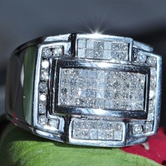 14k white gold 2.35ct invisible set diamond ring size 10 handmade 23.4gr Ali263