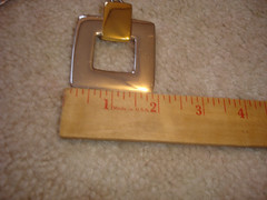 Vintage LR Lady Remington 2″ Silver Gold Square Pin/Pendant Silver Tone Necklace