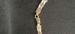 VTG. 925 FAS Italian Sterling Silver Braided Tri-Tone Silver/Gold 16″ Necklace