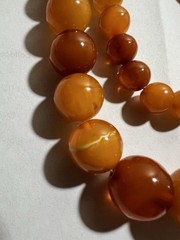 Antique Natural Butterscotch Yolk Baltic Amber Bead Necklace Graduated 60Gram
