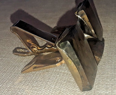 RARE VINTAGE MID CENTURY JJJ Co GOLD ON STERLING LARGE CUFFLINKS & TIE CLIP