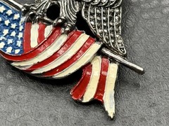 Vintage Pot Metal American Eagle USA Flag Patriotic Enamel Marcasite Pin Brooch
