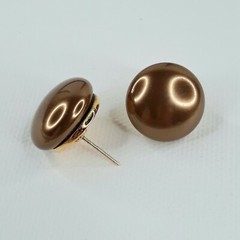 CAROL LEE Earrings Post Stud Button Brown Vintage Everyday Jewelry