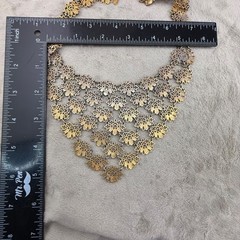 Vintage Monet Bib Necklace Runway Cleopatra Gold Tone Signed 17”