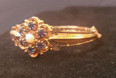 Stunning Vintage 14 KT Solid Yellow Gold Bracelet with White Opal and Sapphires