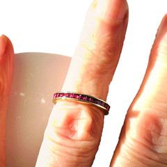 Natural Ruby 1.50 Carats 14k Yellow Gold Eternity Stacking Band Ring Size 5.20