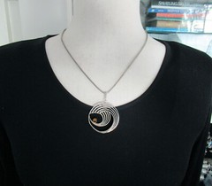 VINTAGE MCM KORDES & LICHTENFELS GERMANY 800 STERLING NECKLACE, 2 1/4 INCH PEND